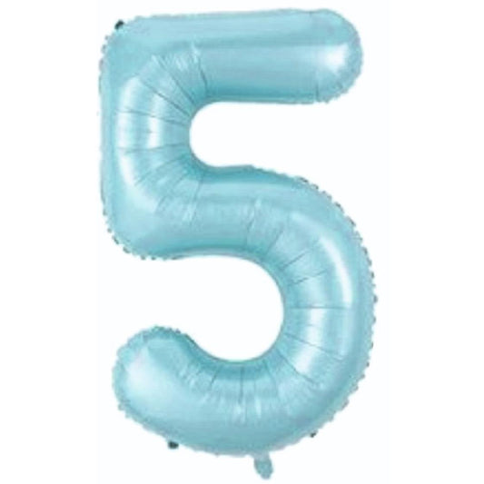 34 inç 5 rakam mavi folyo balon, 76 cm