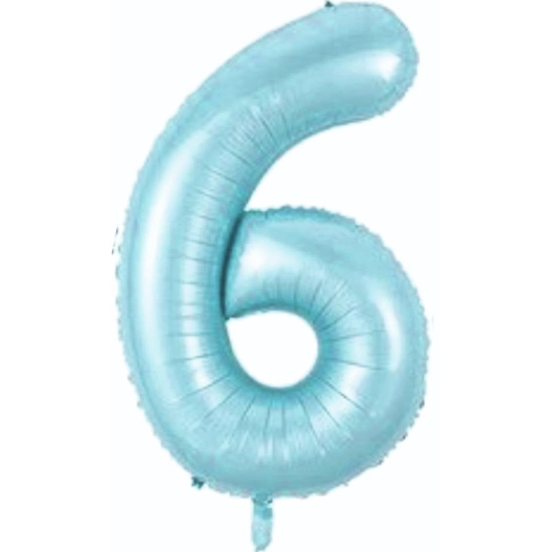 34 inç 6 rakam mavi folyo balon, 76 cm