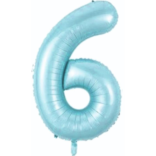 34 inç 6 rakam mavi folyo balon, 76 cm