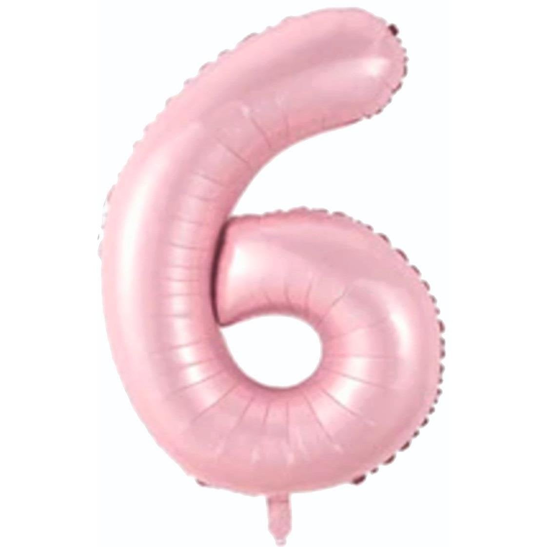 34 inç 6 rakam pembe folyo balon, 76 cm