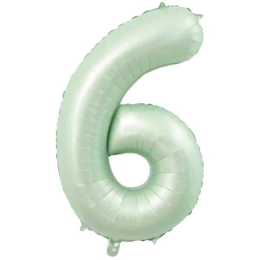 34 inç 6 rakam retro yeşil folyo balon, 76 cm