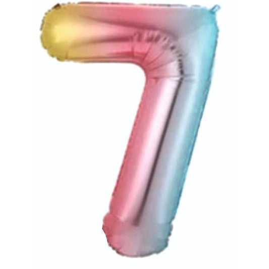 34 inç 7 rakam gökkuşağı folyo balon, 76 cm