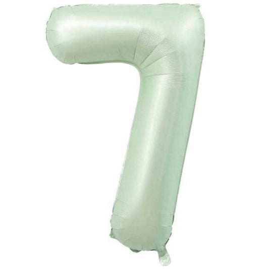 34 inç 7 rakam retro yeşil folyo balon, 76 cm