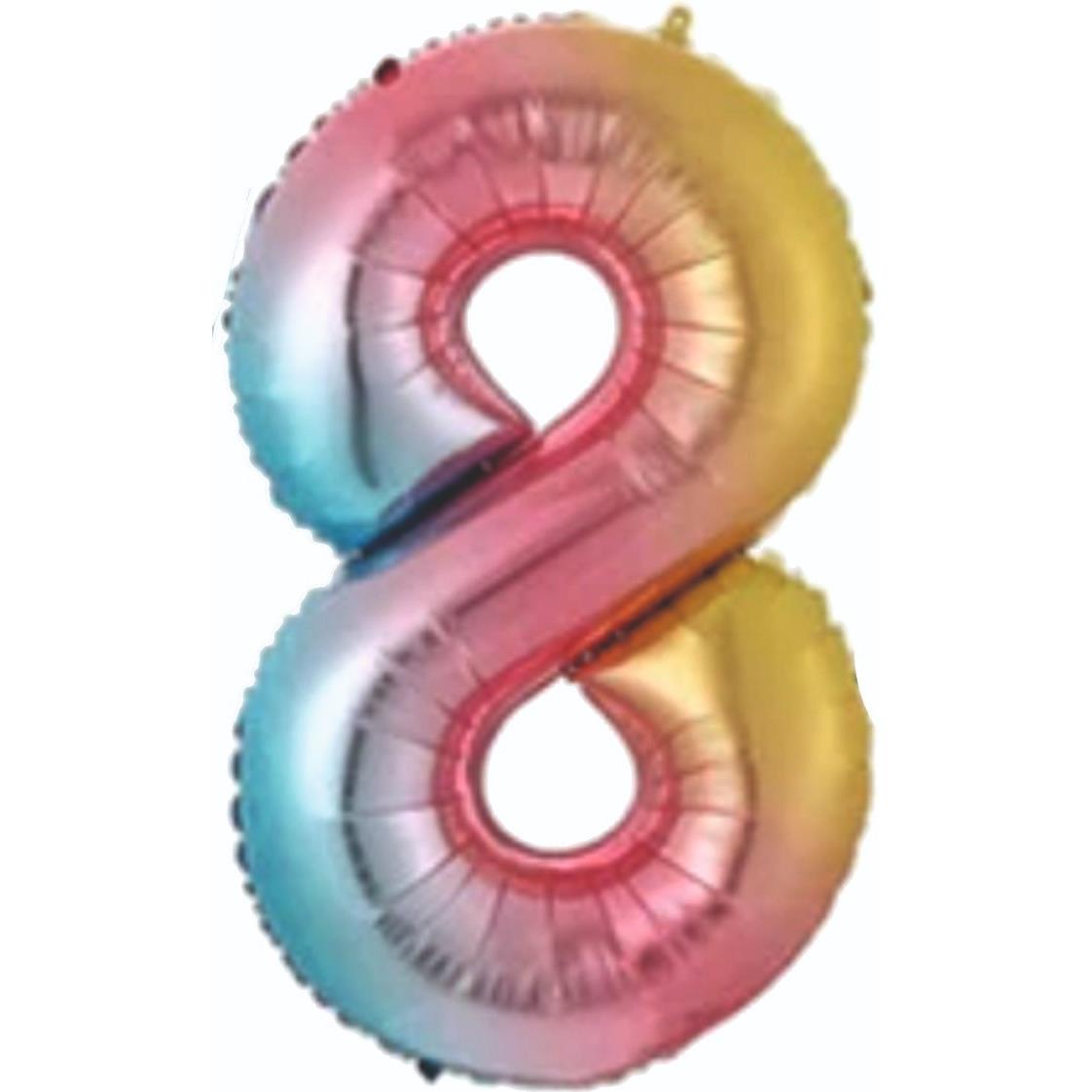 34 inç 8 rakam gökkuşağı folyo balon, 76 cm