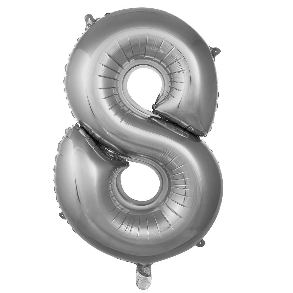 34 inç 8 rakam gümüş folyo balon, 76 cm
