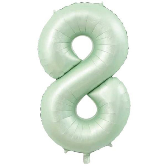 34 inç 8 rakam retro yeşil folyo balon, 76 cm