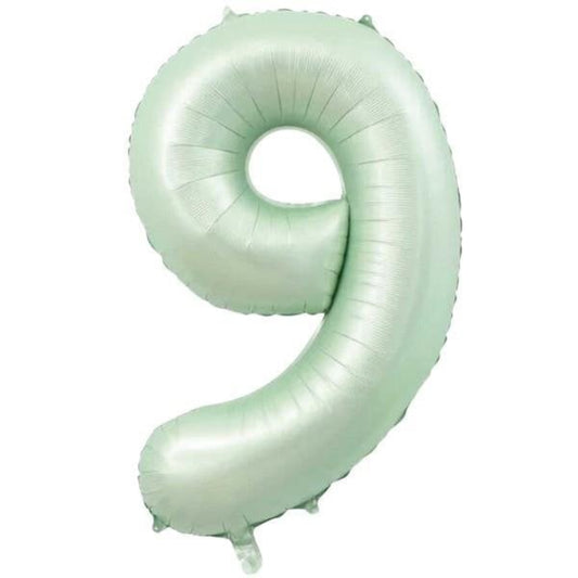34 inç 9 rakam retro yeşil folyo balon, 76 cm