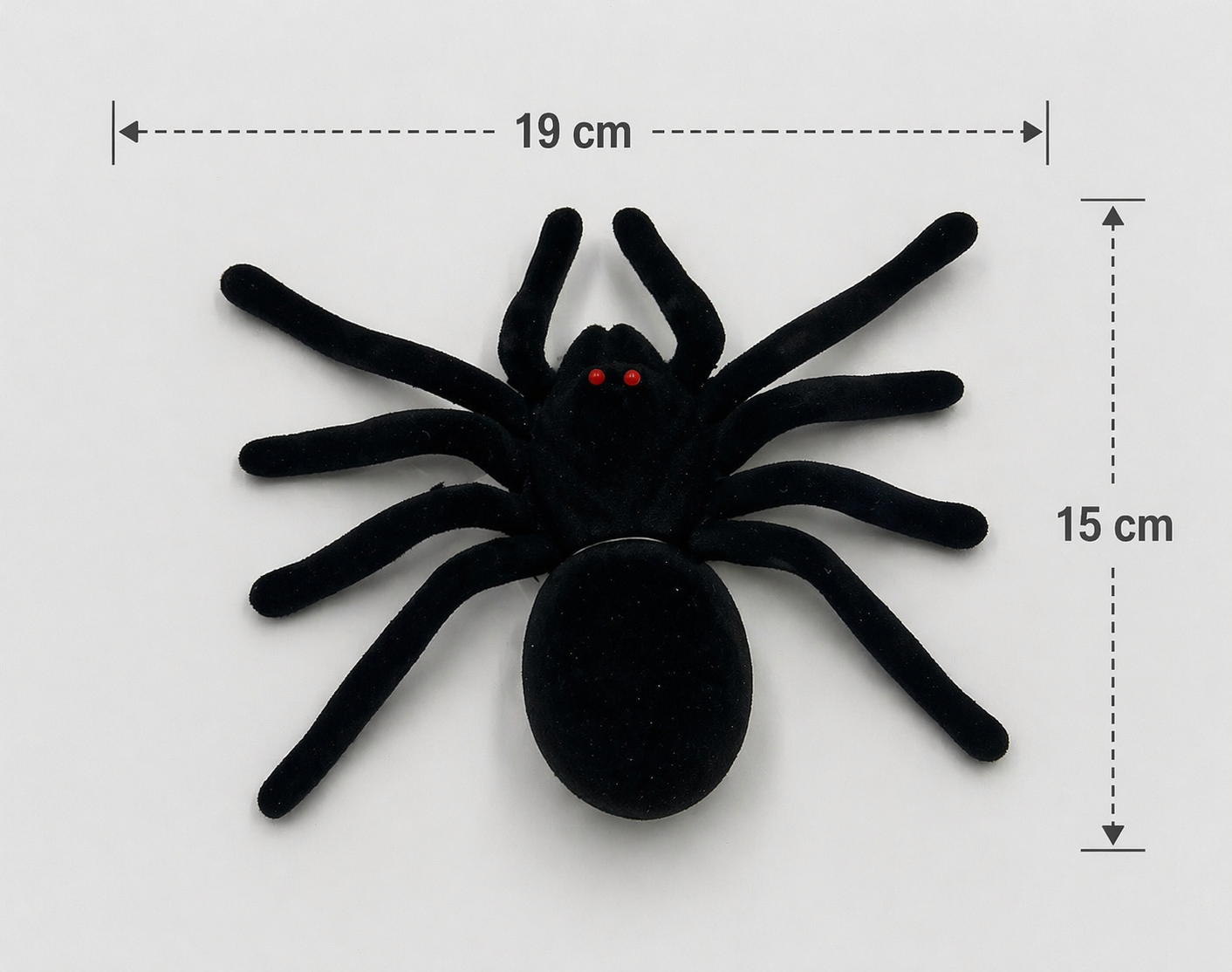 Halloween kırmızı gözlü siyah peluş örümcek 19x15 cm