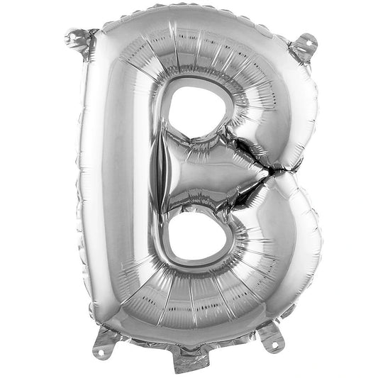 16 inç B harfi gümüş folyo balon, yaklaşık 36 cm