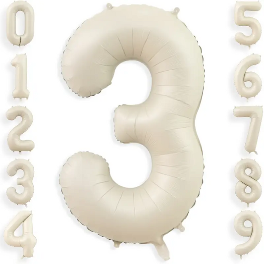34'' 76 cm Krem 3 Rakam Folyo Balon
