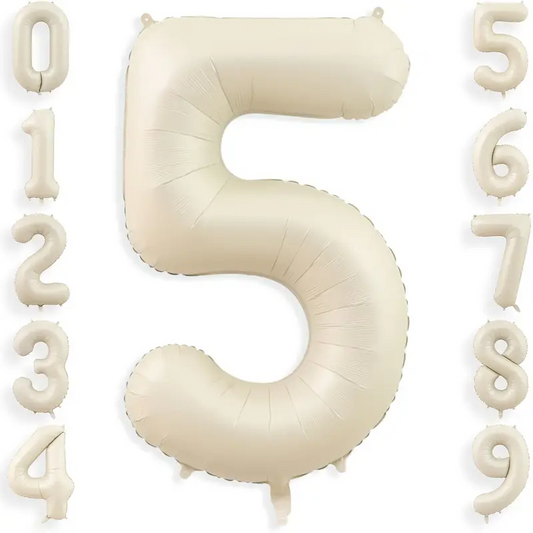 34'' 76 cm Krem 5 Rakam Folyo Balon