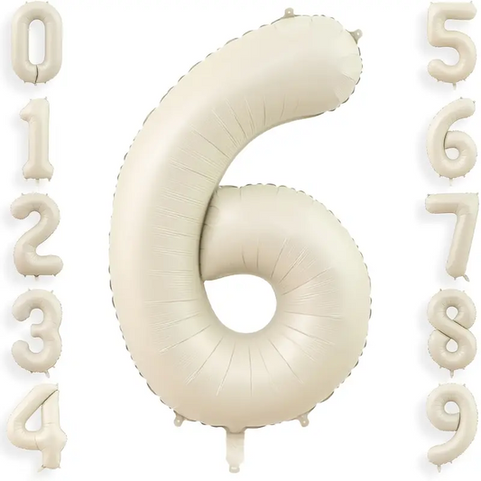 34'' 76 cm Krem 6 Rakam Folyo Balon
