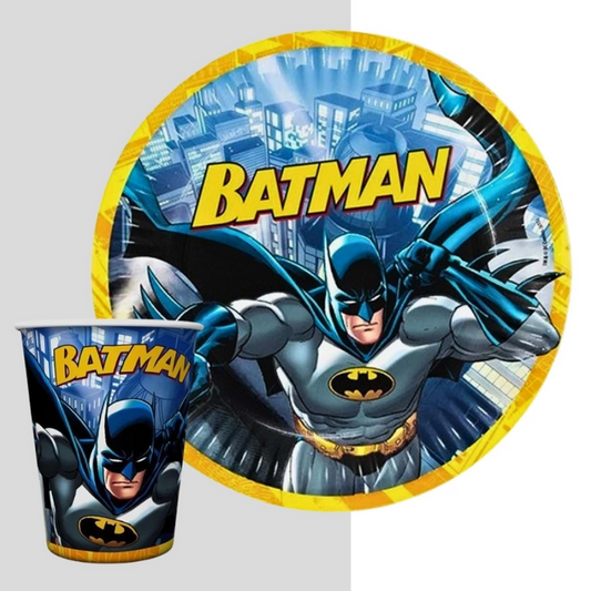 Batman Temalı 8 tabak ve 8 bardak doğum günü parti seti