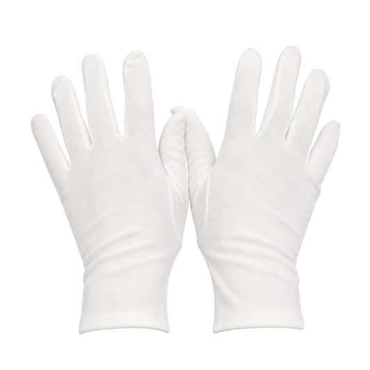 Beyaz renk bilek boy bir çift kostüm eldiveni