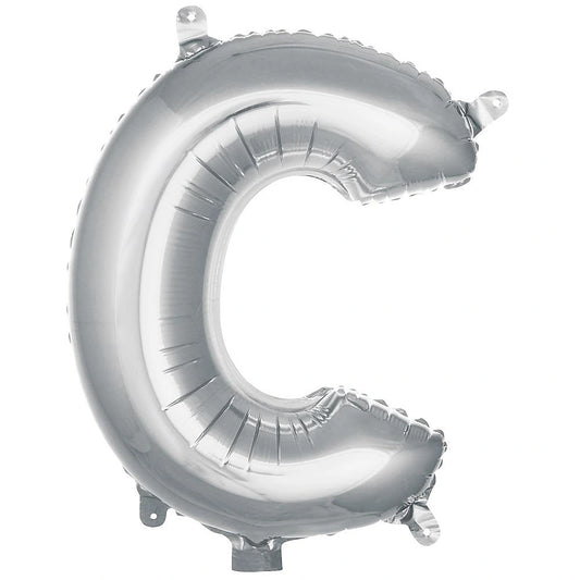 16 inç C harfi gümüş folyo balon, yaklaşık 36 cm