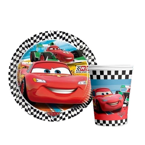 Cars Temalı 8 tabak ve 8 bardak doğum günü parti seti