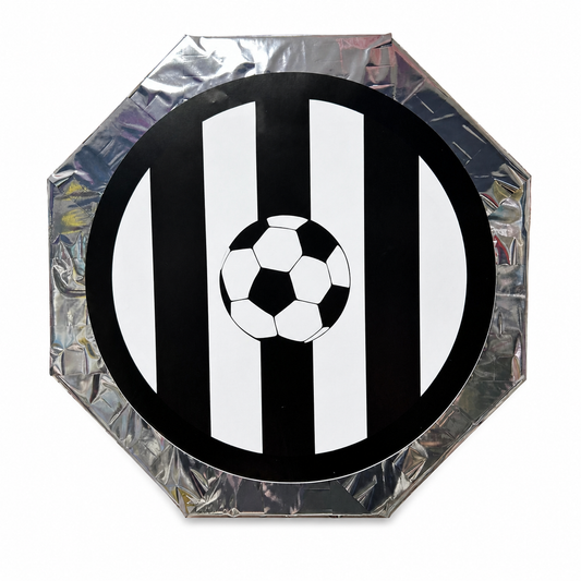 Siyah Beyaz Futbol Temalı Yuvarlak Pinyata