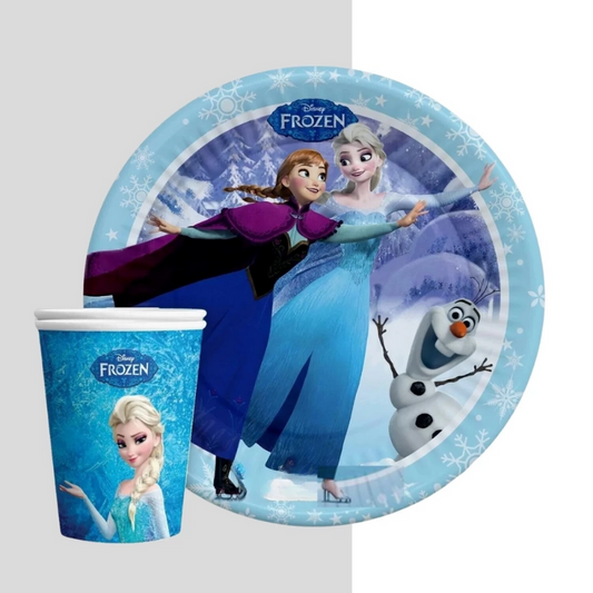 Frozen Temalı 8 tabak ve 8 bardak doğum günü parti seti
