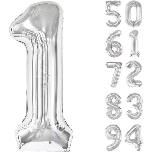 34'' 76 cm Siyah Gümüş 1 Rakam Folyo Balon