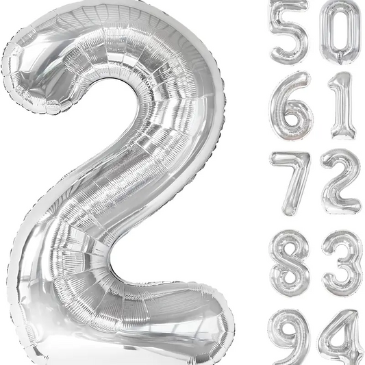 34'' 76 cm Siyah Gümüş 2 Rakam Folyo Balon