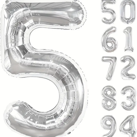 34'' 76 cm Siyah Gümüş 5 Rakam Folyo Balon