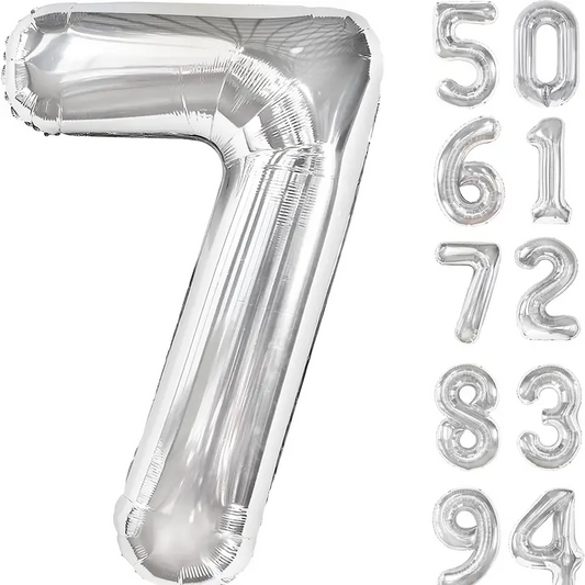 34'' 76 cm Siyah Gümüş 7 Rakam Folyo Balon