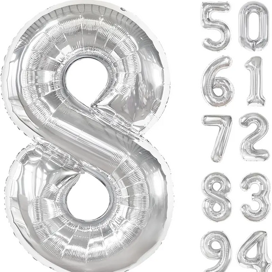 34'' 76 cm Siyah Gümüş 8 Rakam Folyo Balon
