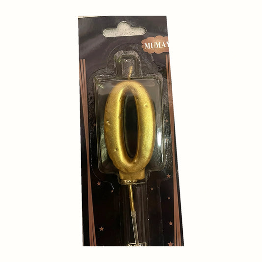 Gold 0 Rakam Mum ambalajlı doğum günü pasta mumu