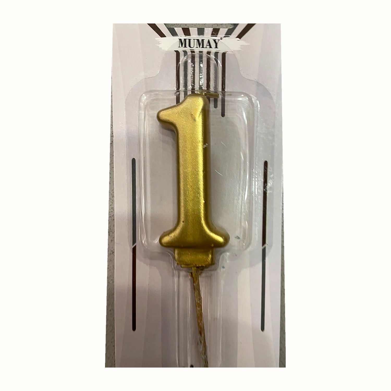 Gold 1 Rakam Mum ambalajlı doğum günü pasta mumu