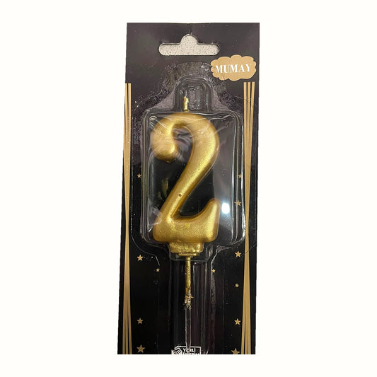 Gold 2 Rakam Mum ambalajlı doğum günü pasta mumu