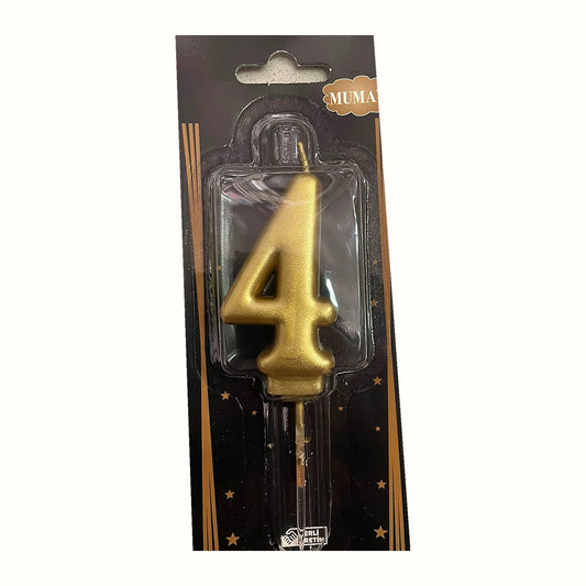 Gold 4 Rakam Mum ambalajlı doğum günü pasta mumu