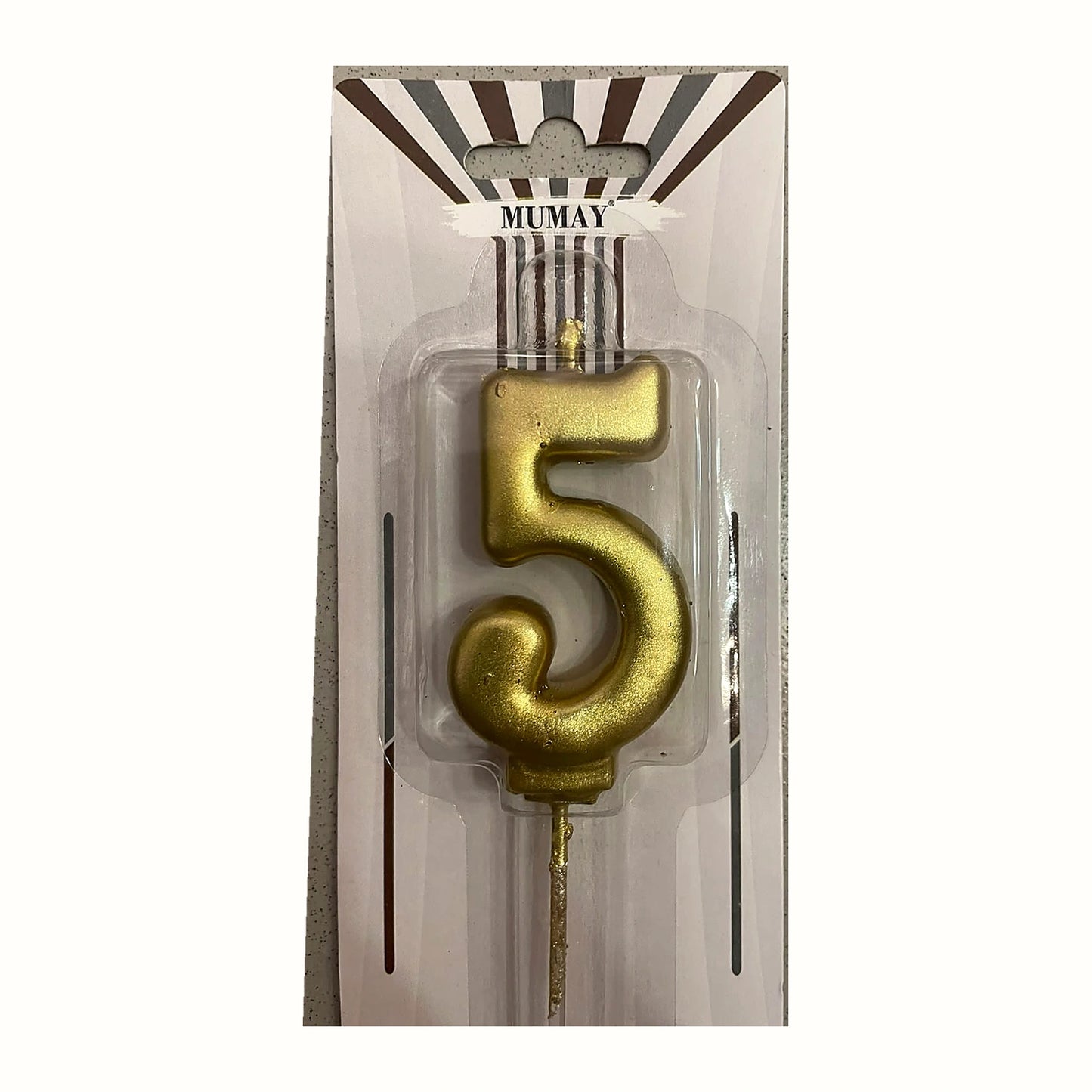 Gold 5 Rakam Mum ambalajlı doğum günü pasta mumu
