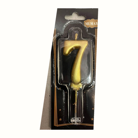 Gold 7 Rakam Mum ambalajlı doğum günü pasta mumu