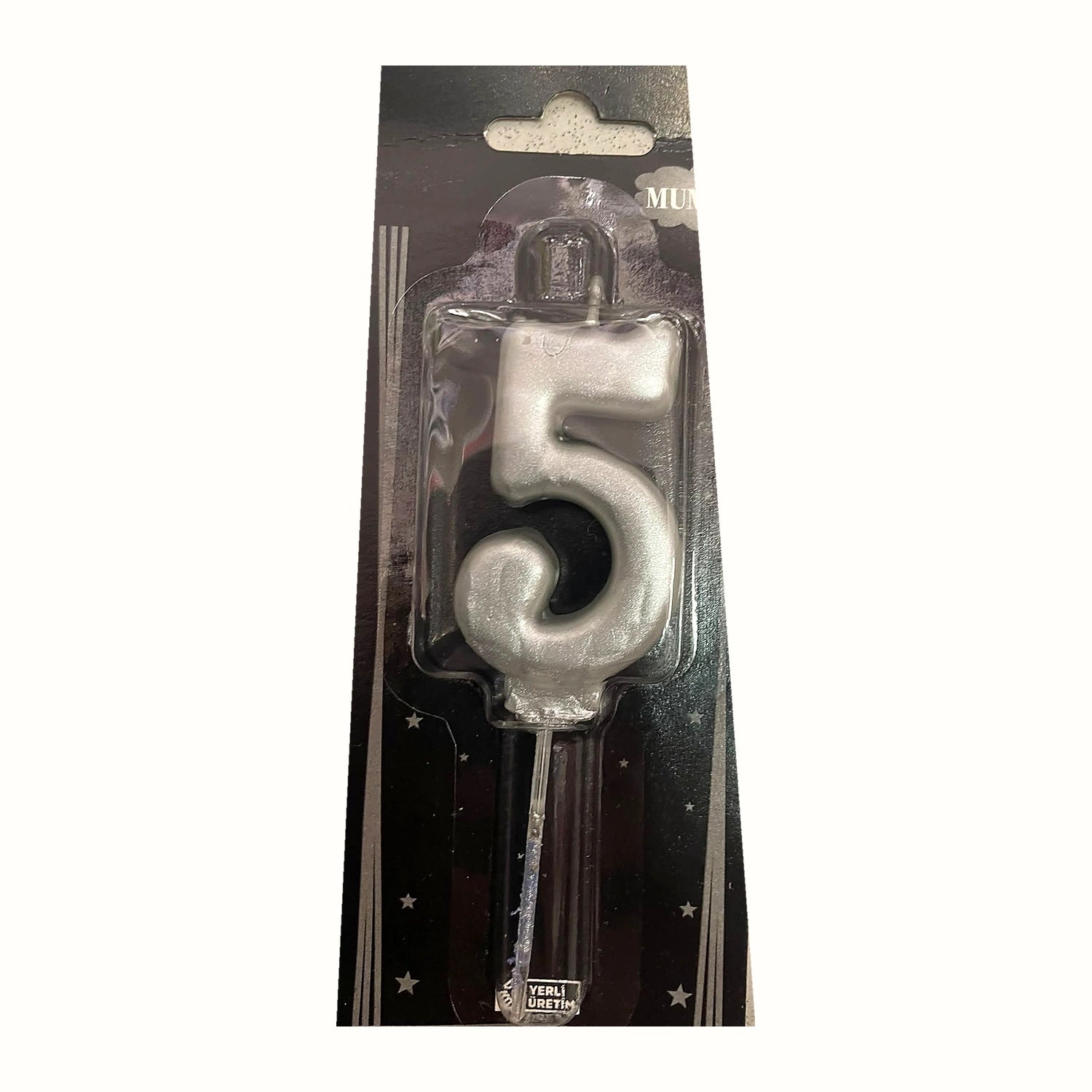 Gümüş 5 Rakam Mum ambalajlı doğum günü pasta mumu