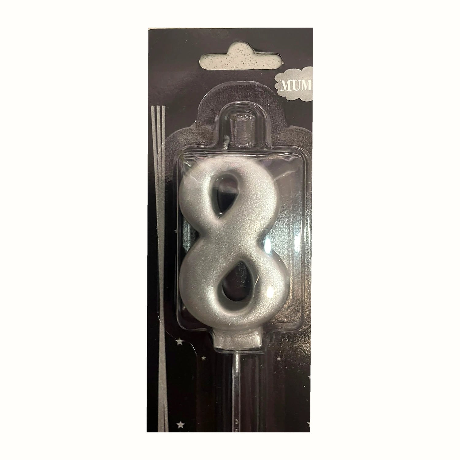 Gümüş 8 Rakam Mum ambalajlı doğum günü pasta mumu