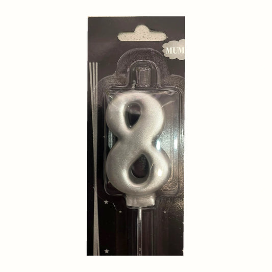 Gümüş 8 Rakam Mum ambalajlı doğum günü pasta mumu