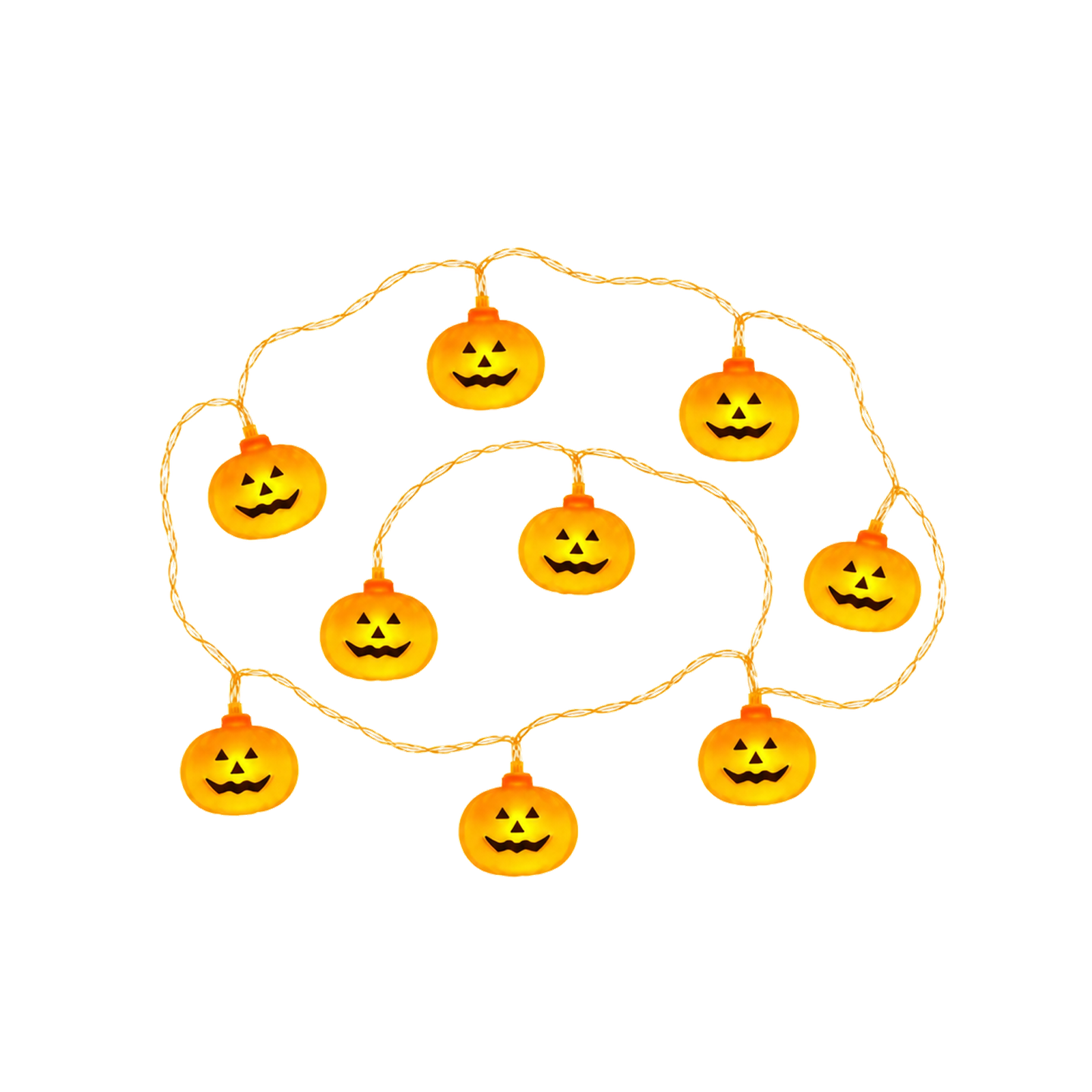 Turuncu balkabağı figürlü Halloween LED ışık zinciri