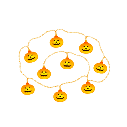 Turuncu balkabağı figürlü Halloween LED ışık zinciri