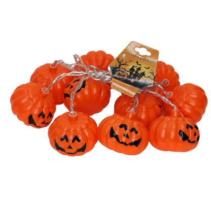 Turuncu balkabağı figürlü Halloween LED ışık zincirinin gerçek ürün görünümü