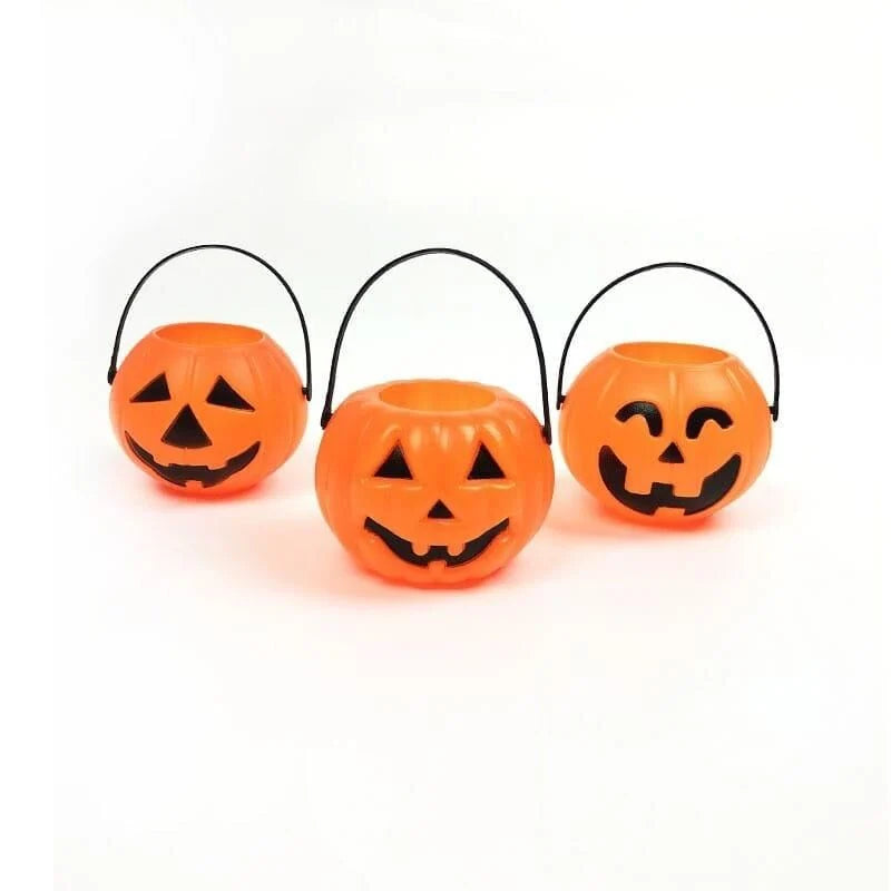 Halloween Askılı Turuncu Bal Kabağı Kovası 11 cm – 1 Adet