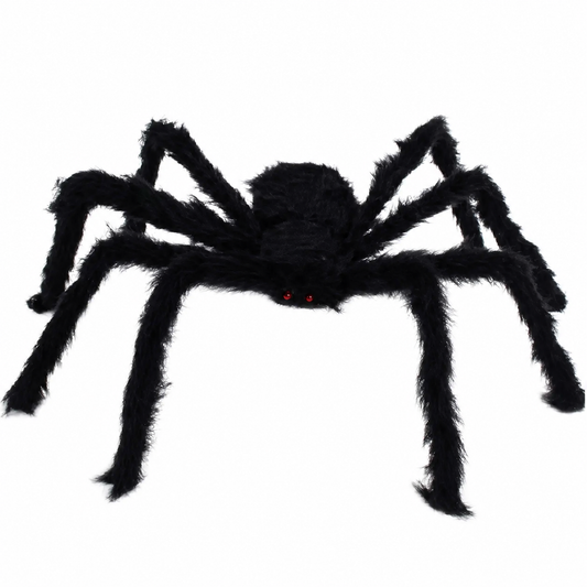 Halloween Siyah Tüylü Örümcek Dekor 30 cm