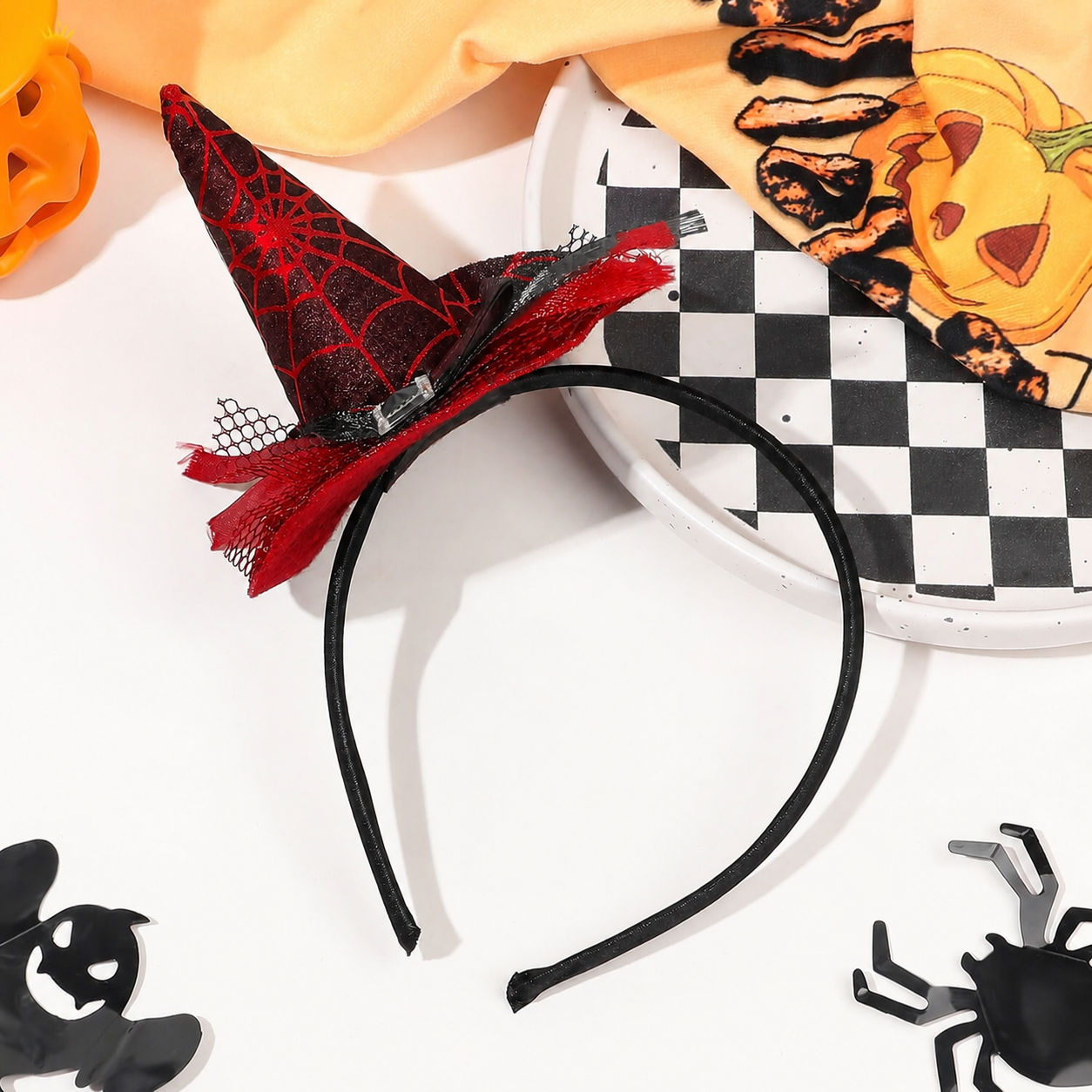 Halloween Kırmızı Cadı Şapkalı Taç – 1 Adet