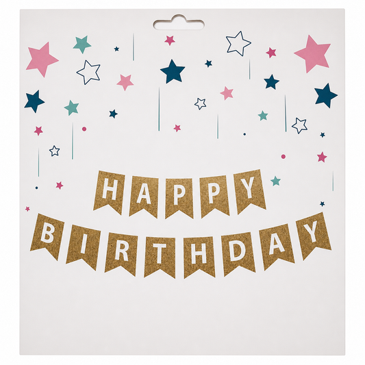 Kraft Gold Happy Birthday Flama Banner