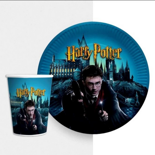 Harry Potter Temalı 8 tabak ve 8 bardak doğum günü parti seti