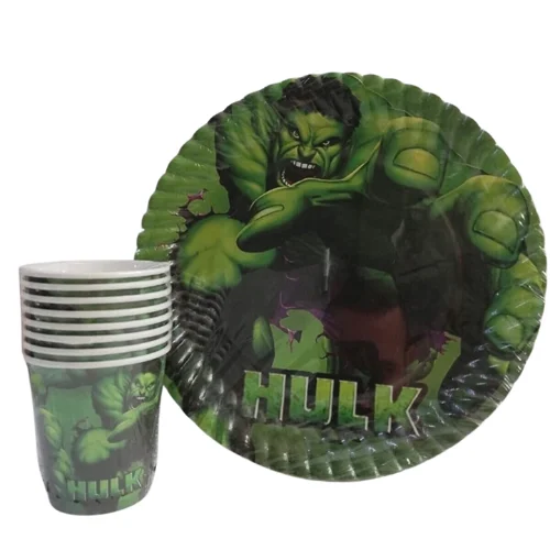Hulk Temalı 8 tabak ve 8 bardak doğum günü parti seti