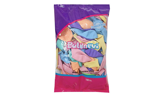 12” Karışık Makaron Balon 100'lü Paket