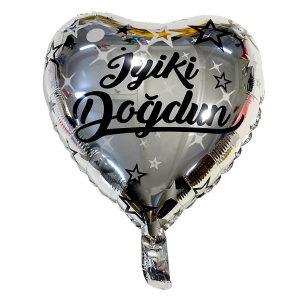 18” Kalp İyi ki Doğdun Gümüş(Silver) Folyo Balon
