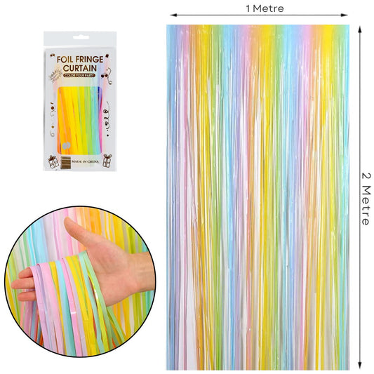 Makaron Renkli metalik püsküllü fon perdesi 100 x 200 cm