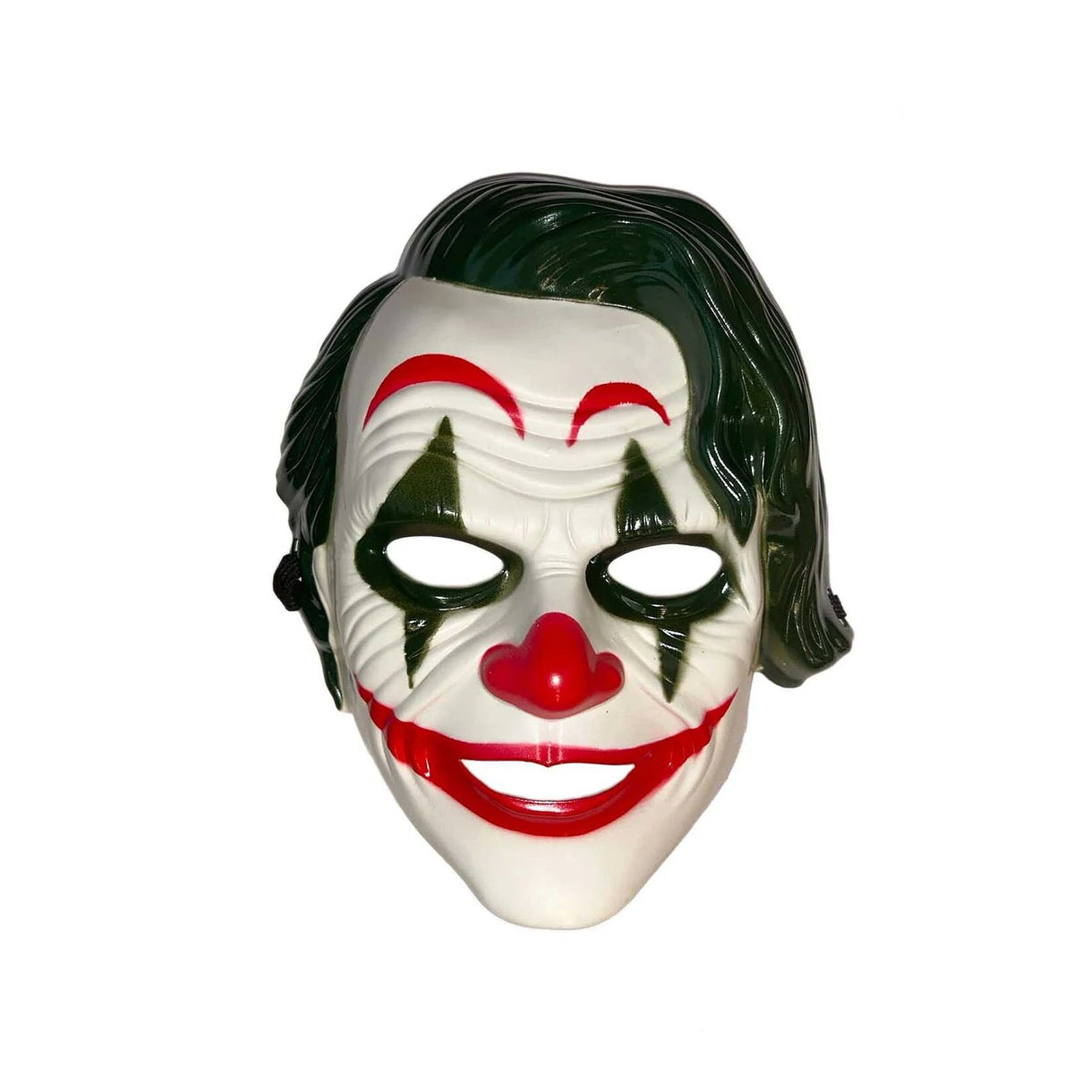 Yeşil saçlı kırmızı gülüşlü joker görünümlü palyaço korku maskesi