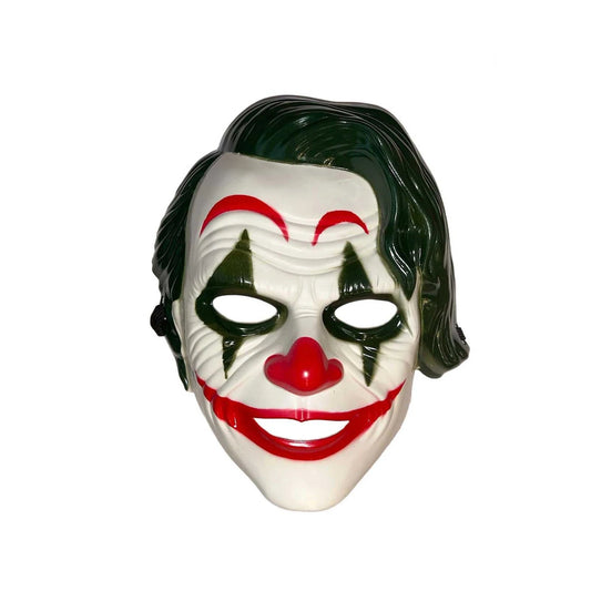 Yeşil saçlı kırmızı gülüşlü joker görünümlü palyaço korku maskesi
